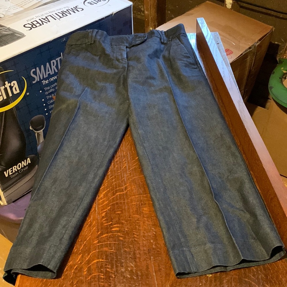 Dark blue Express cropped dressy jeans, Editor fit